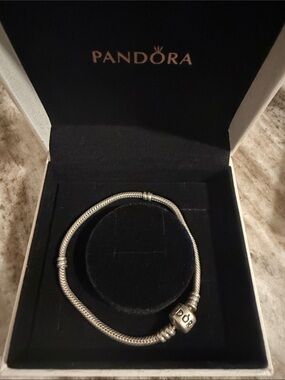 Pandora Silver Charm Bracelet with Logo Clip